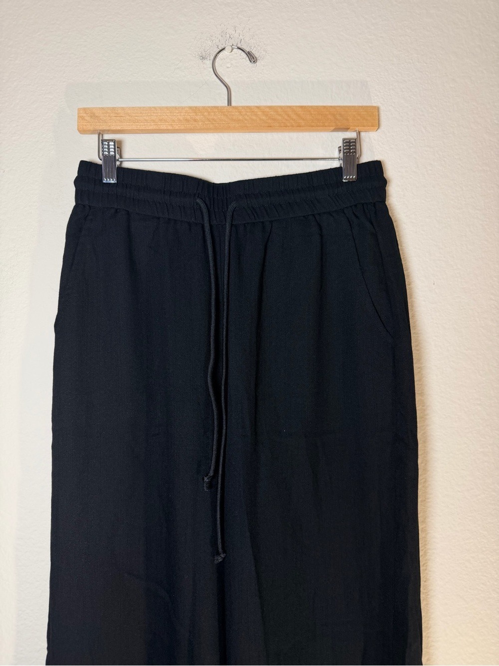 Halara High Waist Drawstring Wide Leg Linen Feel Pants Black xl NWT - Picture 8 of 12
